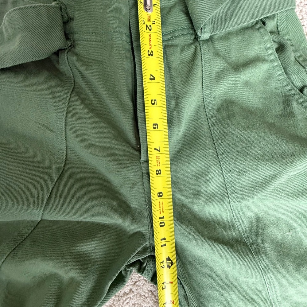 Lulus Olive Green Paperbag Tie Waist Cropped Pants Size 26 High Rise - Picture 7 of 11